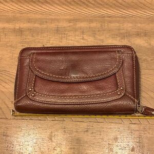 Vintage Fossil Rich Brown Leather Wallet